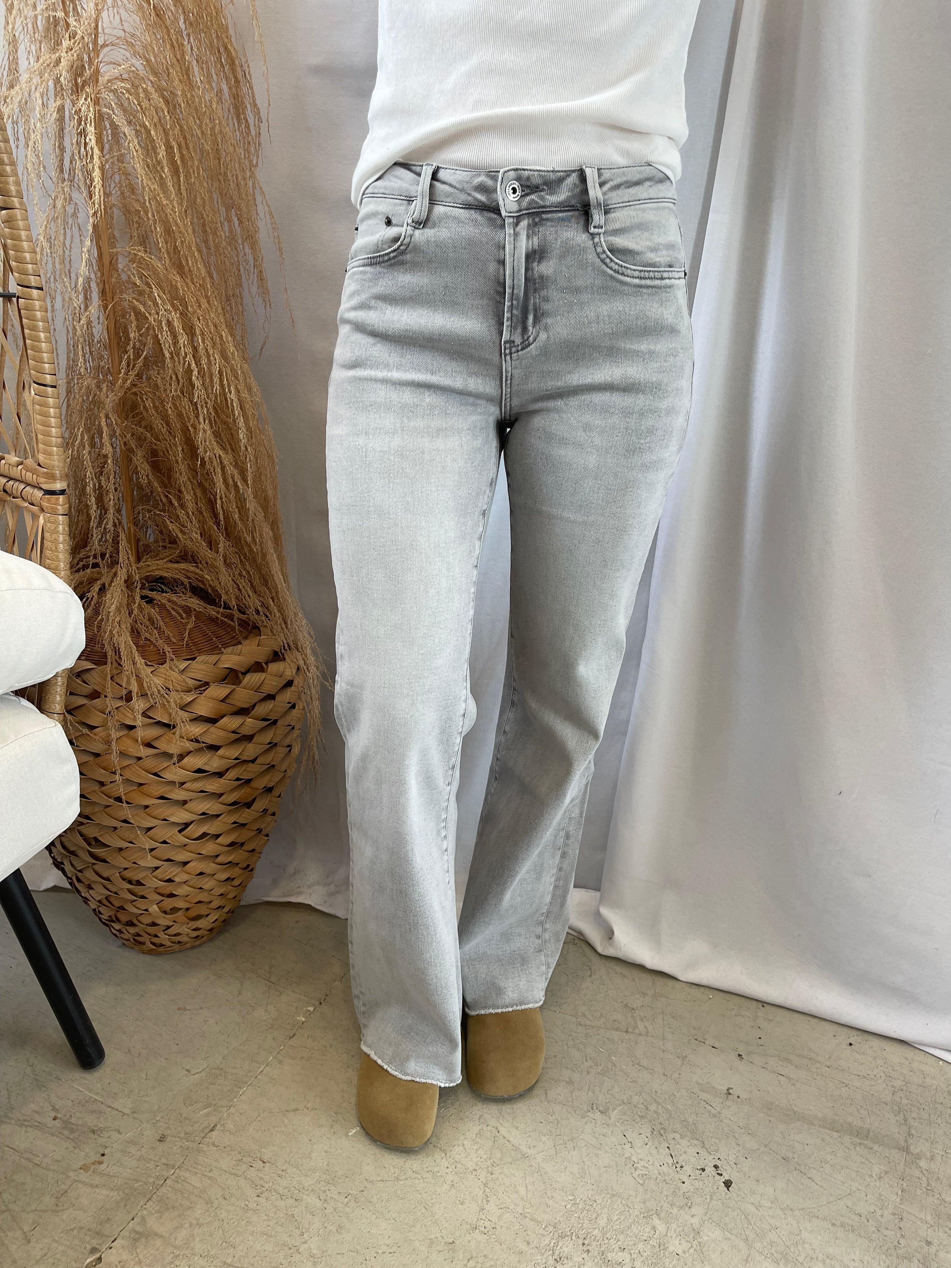 Mica Wide Leg Platinum Grey Jeans
