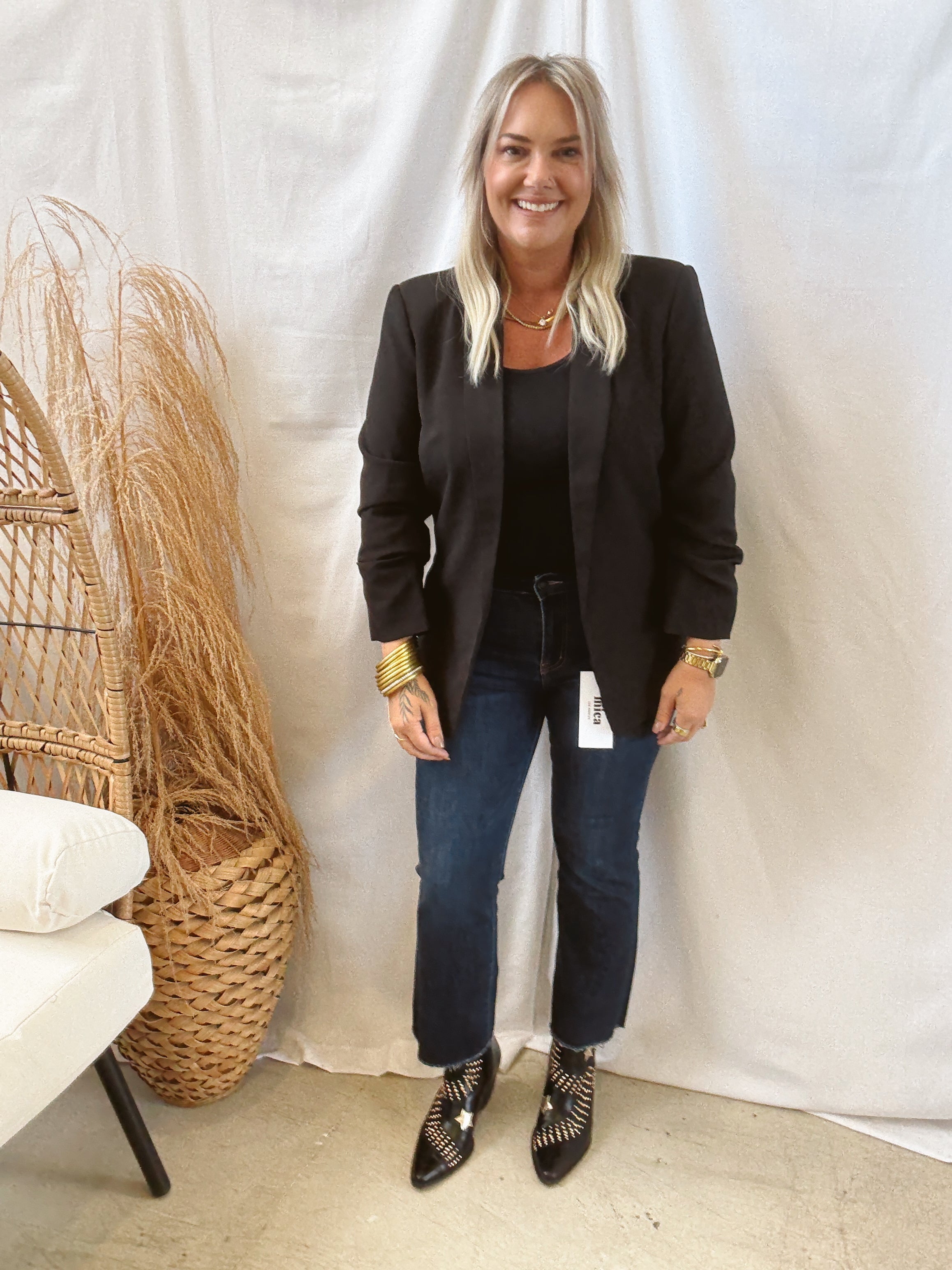 Mica Dark Blue Boot Crop Jeans