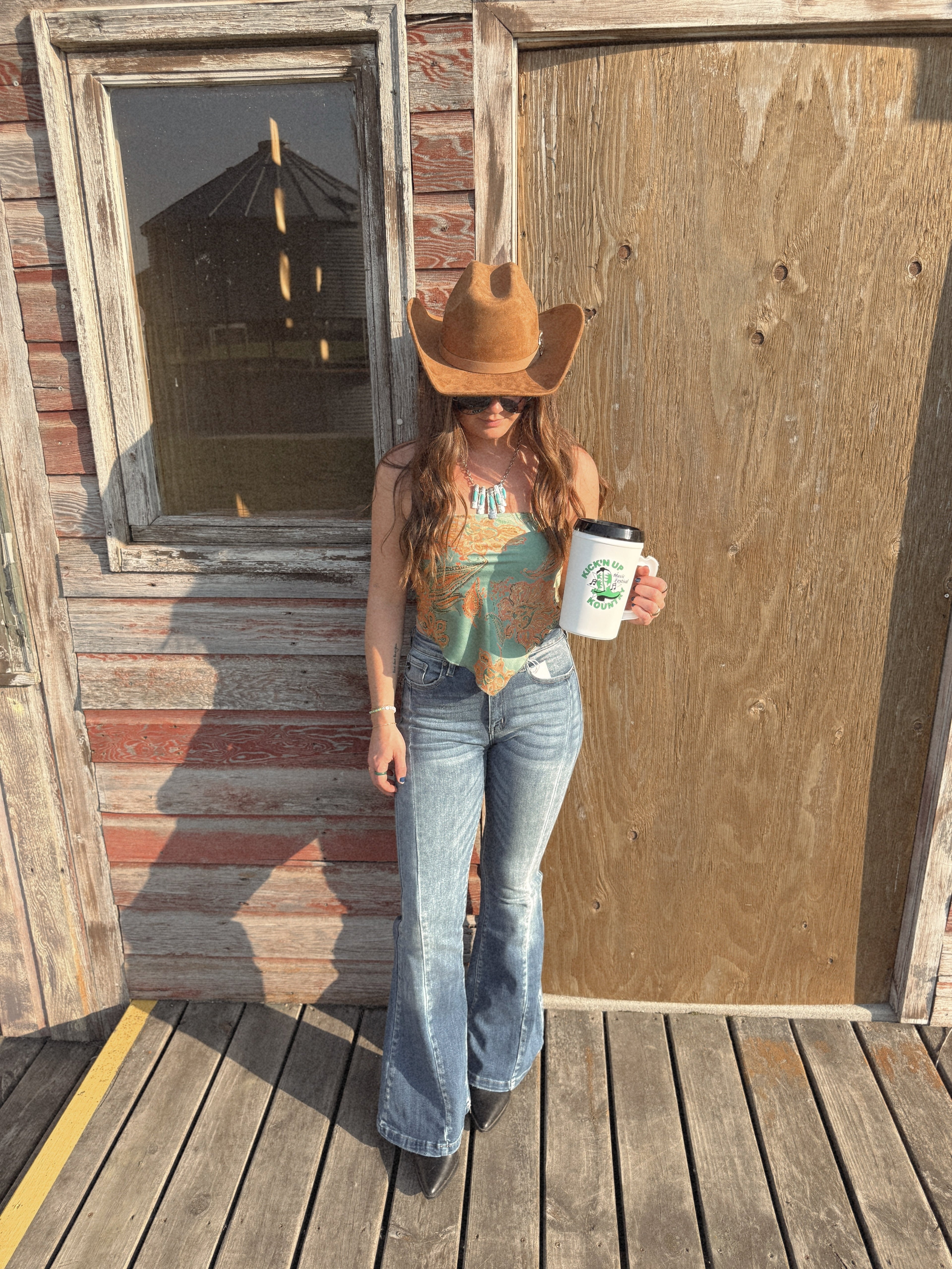 Bandana Paisley Top-Teal